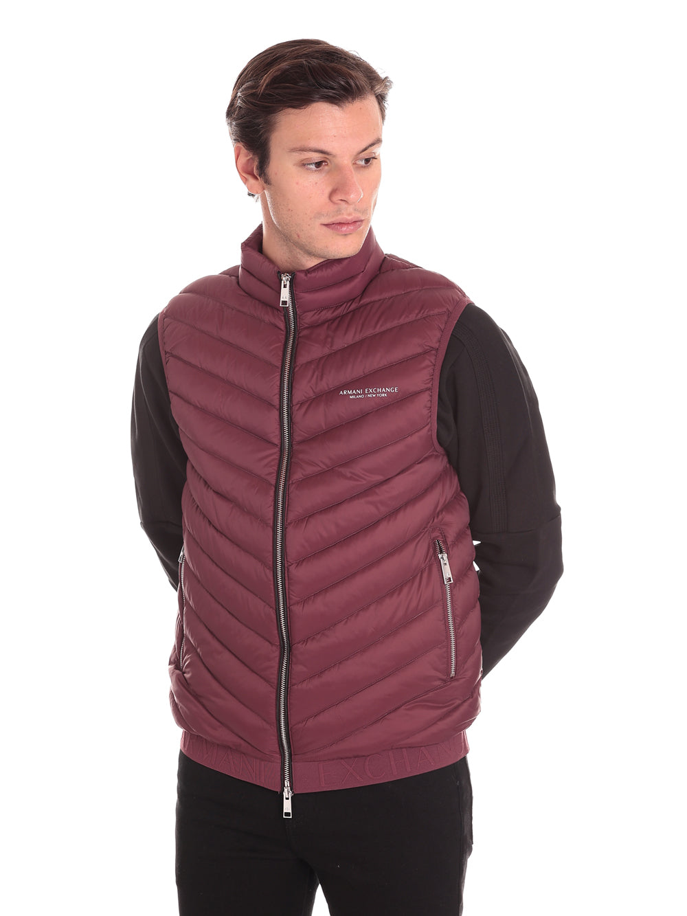 Armani Exchange Uomo Smanicato Gilet 8NZQ52ZNW3Z4442 Rosso