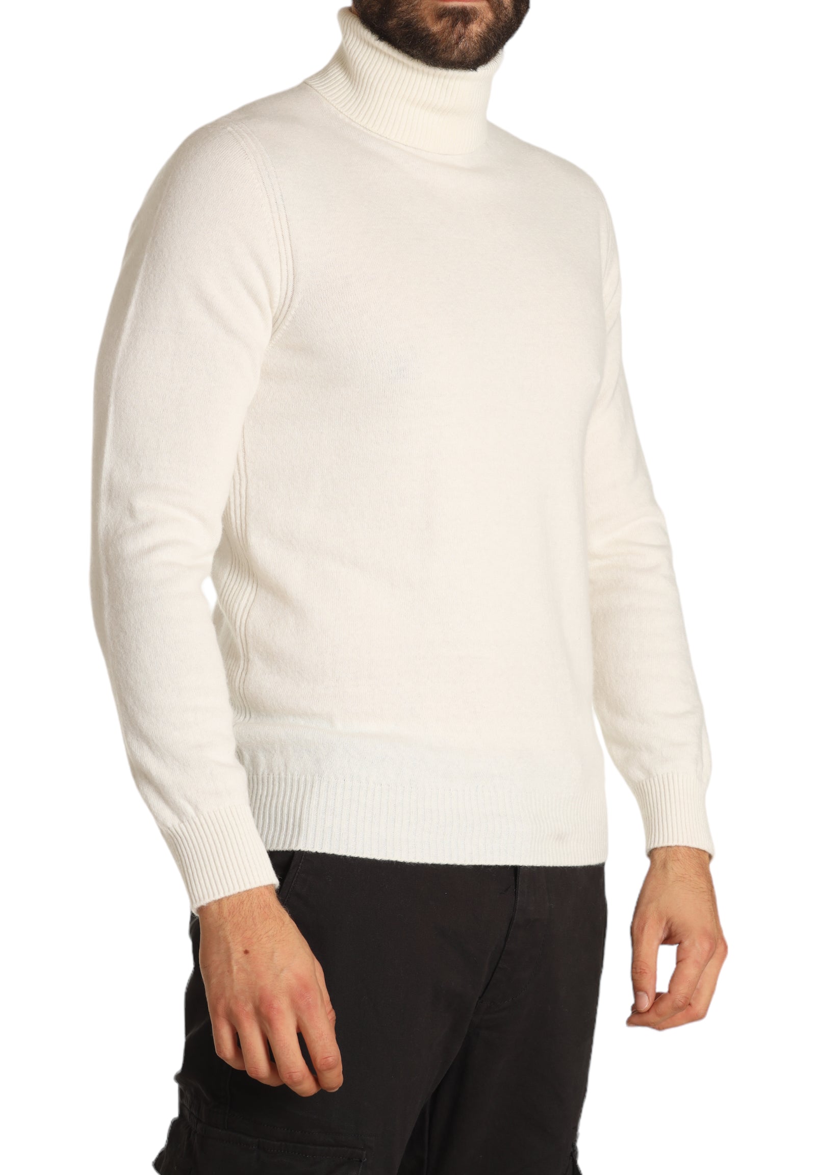 Markup Uomo Maglione Collo Alto MK590035-LATTE Bianco