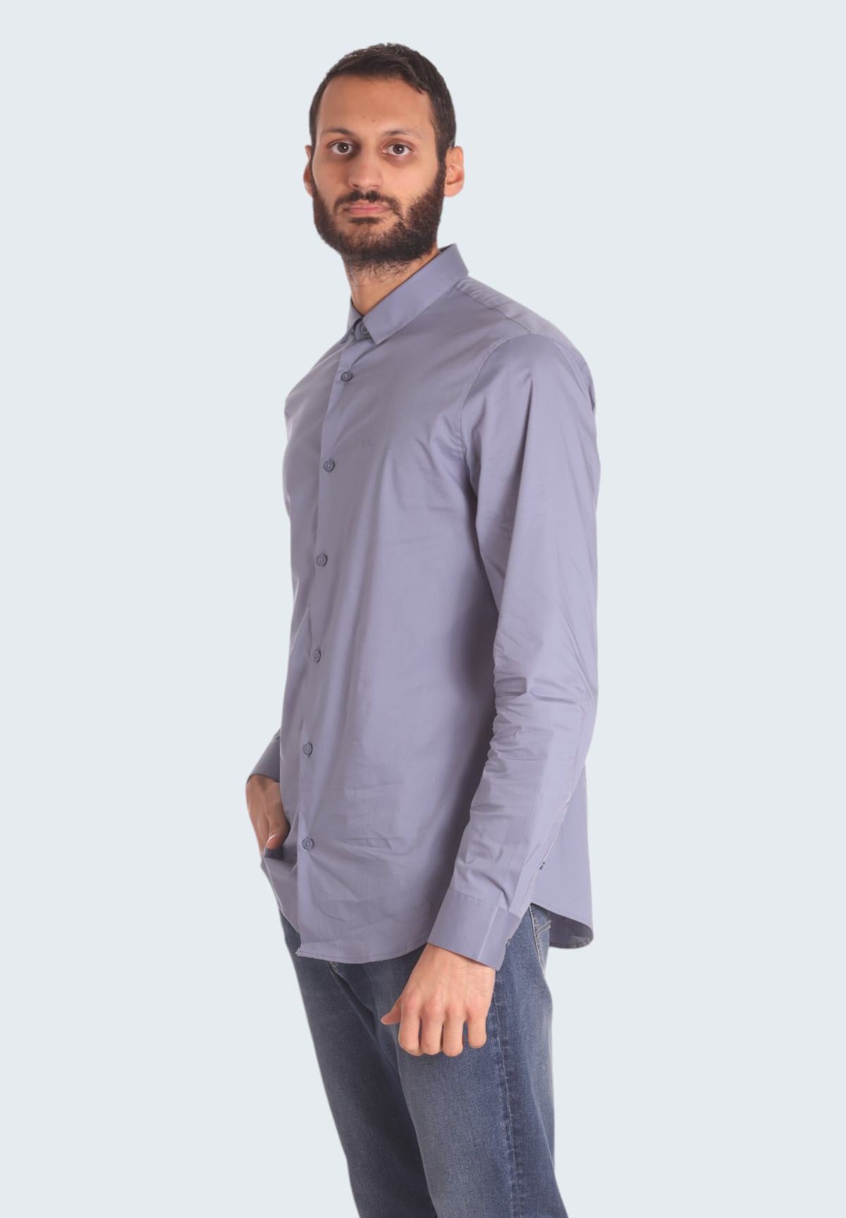 Armani Exchange Uomo Camicia a Maniche Lunghe 8NZC31ZN28Z15DU