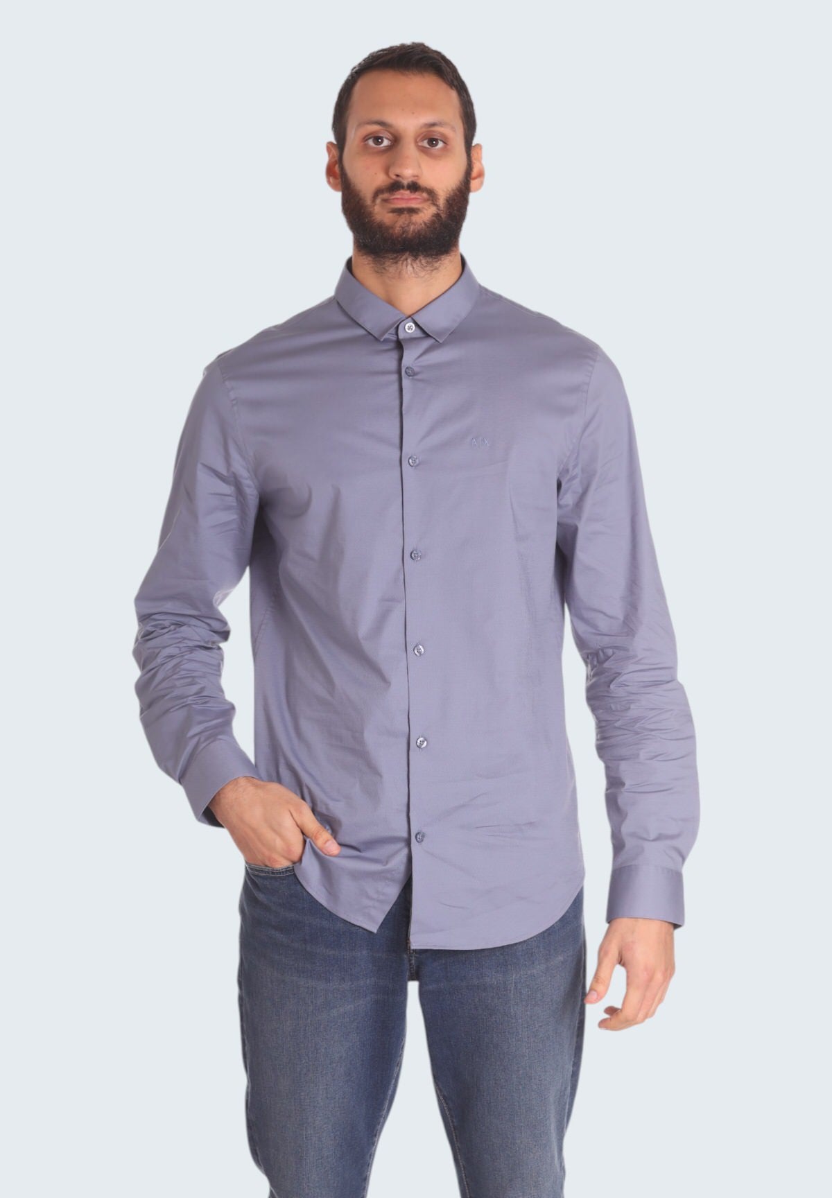 Armani Exchange Uomo Camicia a Maniche Lunghe 8NZC31ZN28Z15DU