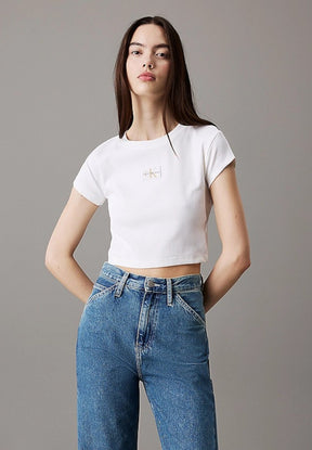 Calvin Klein Jeans Donna T-shirt a Maniche Corte J20J223552-YAF Bianco