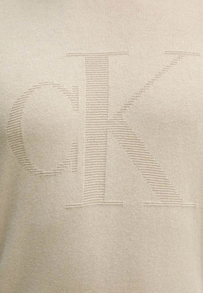 Felpa Girocollo Shadow Embossed Logo K10k113081 Vanilla Ice