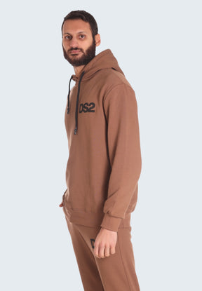 Drop Season 2 Uomo Felpa Pullover con Cappuccio FW24216-MARRONE Marrone