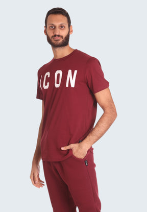 Icon Uomo T-shirt con Stampa IU9013T-BORDEAUX Rosso