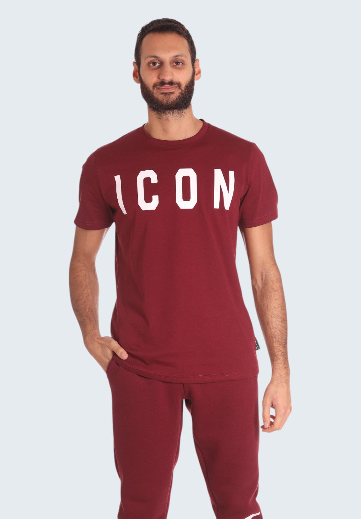 Icon Uomo T-shirt con Stampa IU9013T-BORDEAUX Rosso