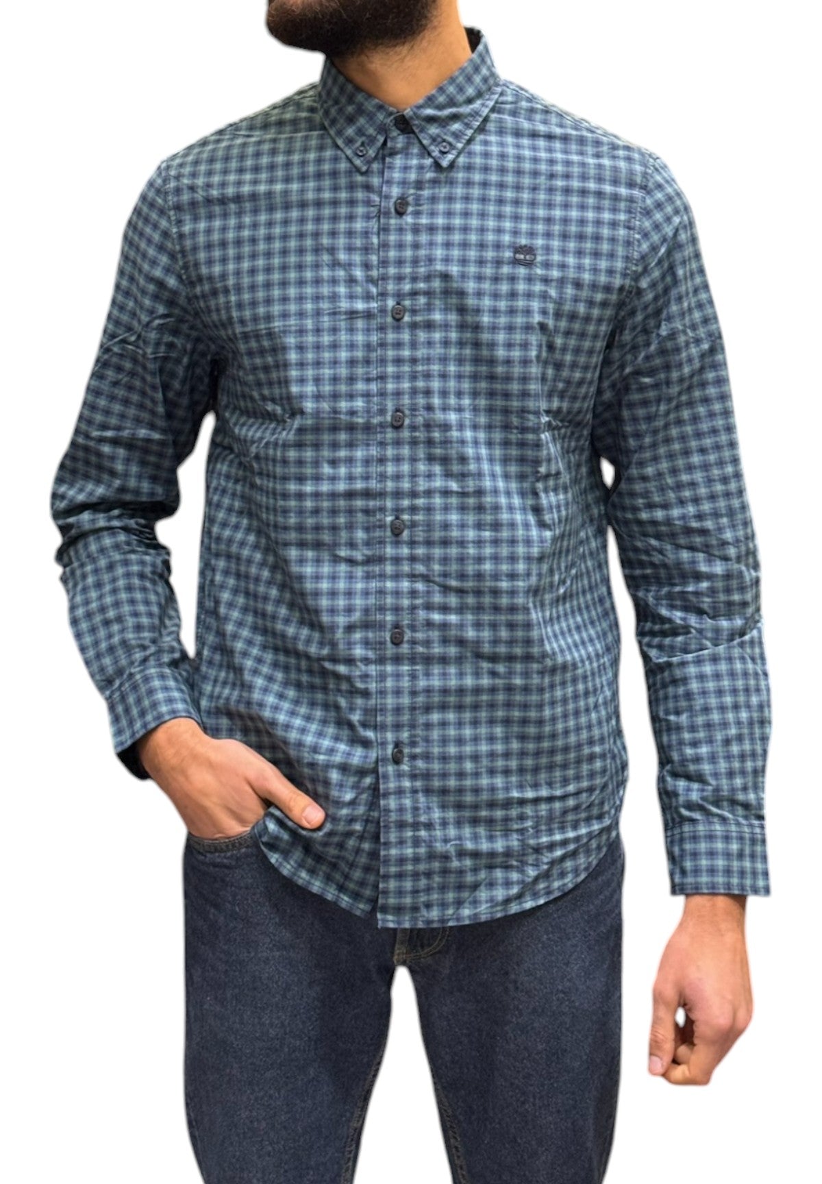 Timberland Uomo Camicia a Maniche Lunghe TB0A6V82-B681 Blu