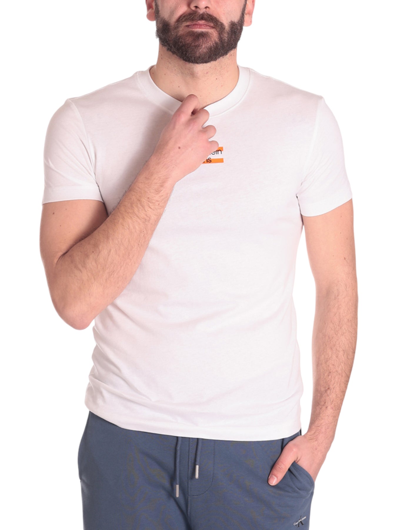 Calvin Klein Jeans Uomo T-shirt J30J322872-YAF Bianco