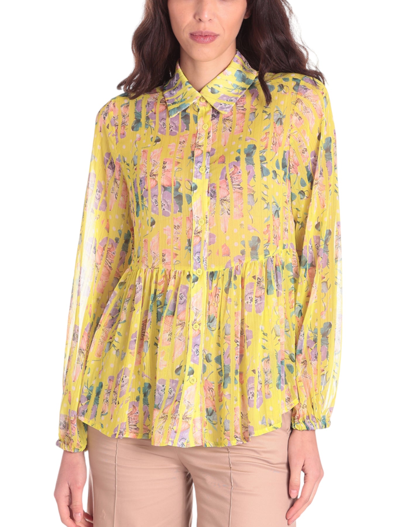 Silvian Heach Donna Camicia GPP23412CA-FLOWALL YELLOW Giallo