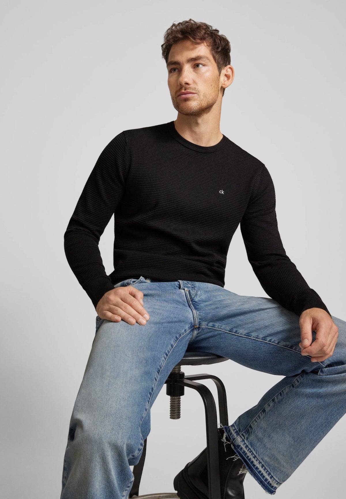 Calvin Klein Uomo Maglione Girocollo K10K113780-BEH Nero