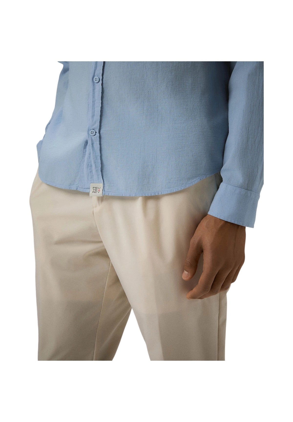 Peuterey Uomo Camicia a Maniche Lunghe DOMINIC MU-289 Celeste