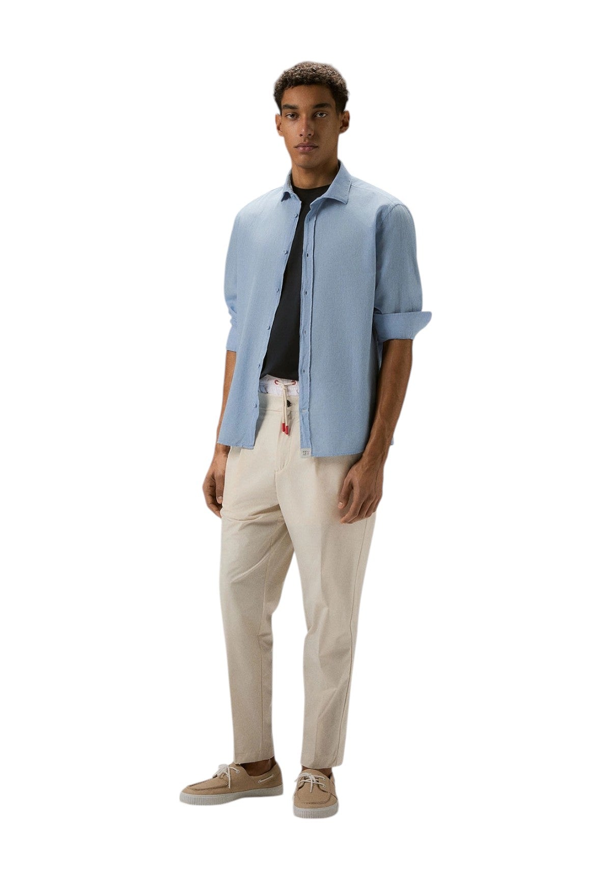Peuterey Uomo Camicia a Maniche Lunghe DOMINIC MU-289 Celeste
