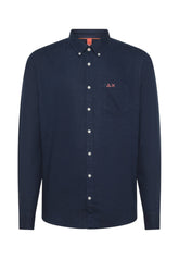 Sun68 Uomo Camicia a Maniche Lunghe S35120-07 Blu