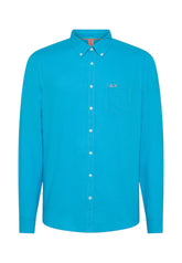 Sun68 Uomo Camicia a Maniche Lunghe S35120-13 Celeste