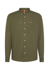 Sun68 Uomo Camicia a Maniche Lunghe S35120-37 Verde